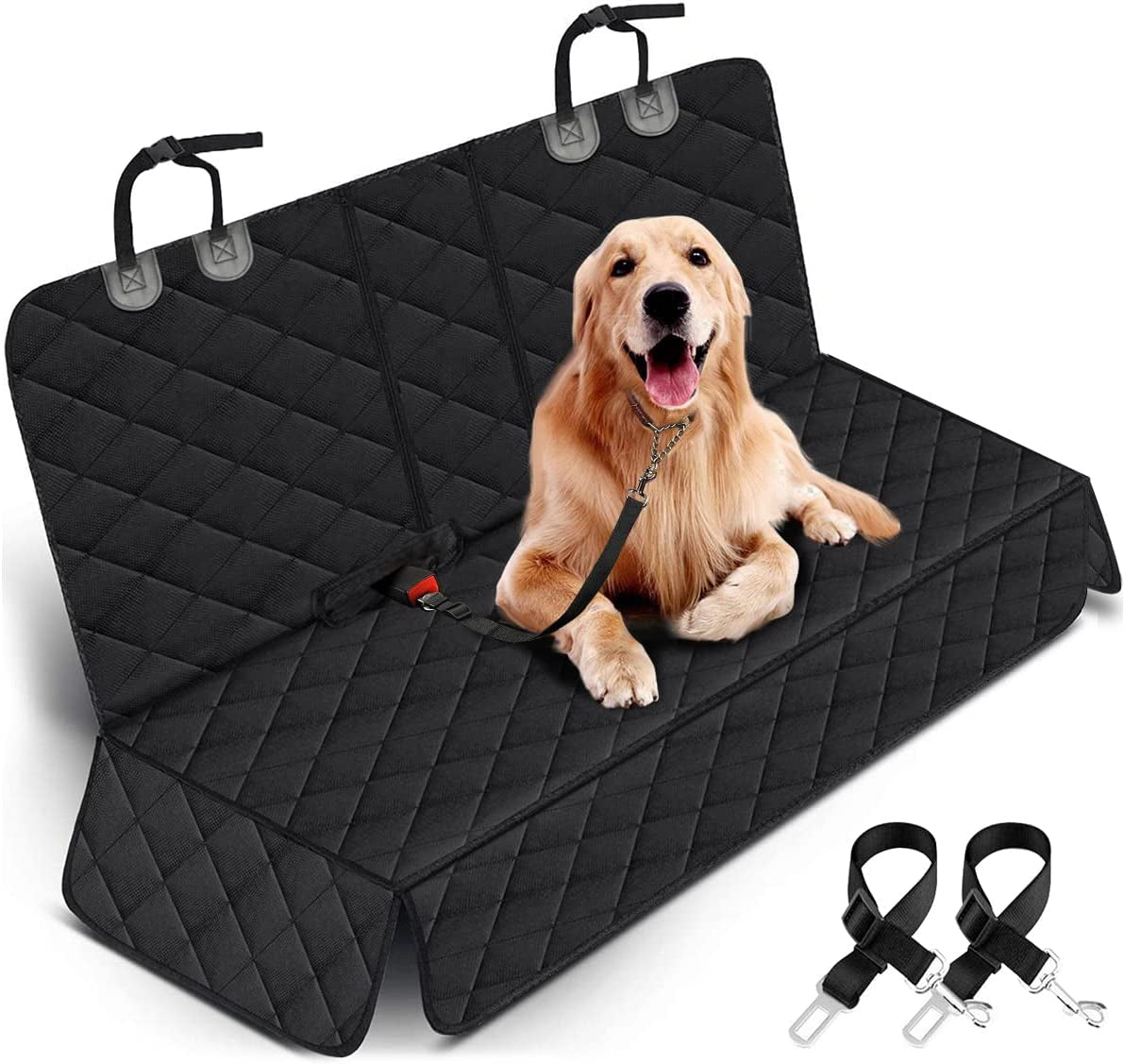 Ultimate Waterproof Dog Car Seat Cover - Non-Slip Bench Protector for Back Seat, Fits Most Cars, Trucks & SUVs - Black